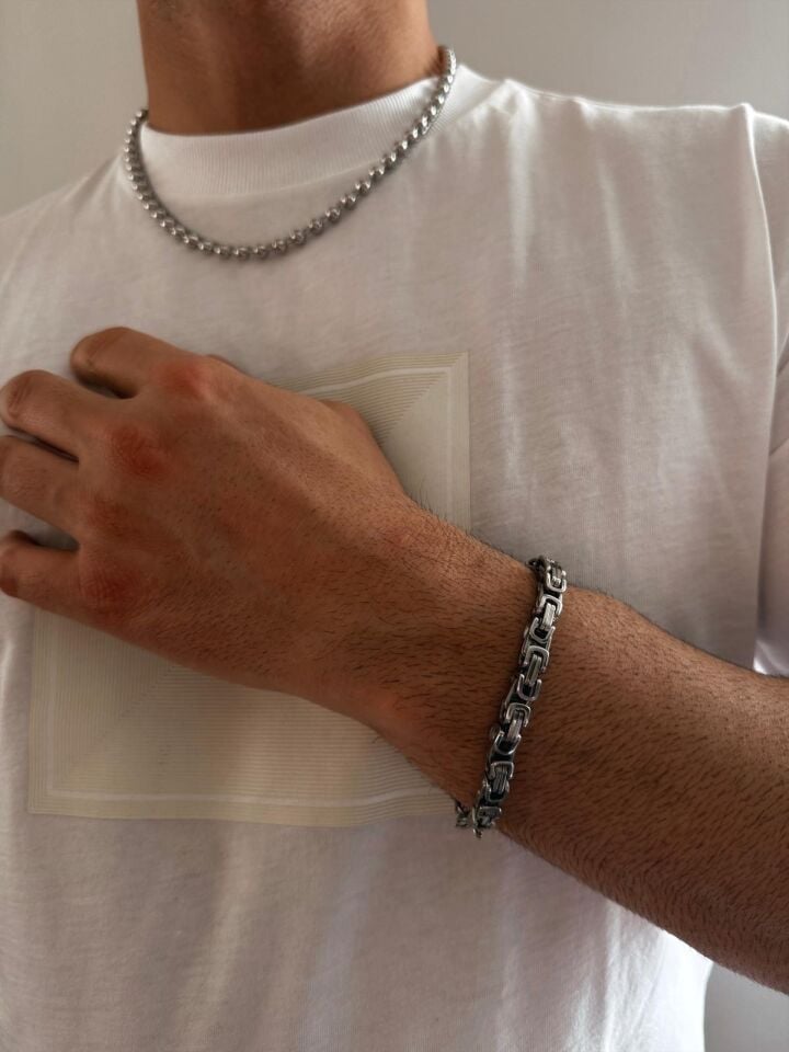 Gümüş Rengi Çelik Kral Zincir