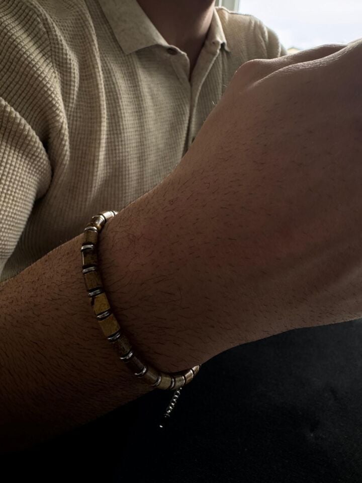 Odun Jasper Gümüş 8 mm Hematit